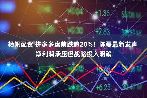 杨帆配资 拼多多盘前跌逾20%！陈磊最新发声 净利润承压但战略投入明确